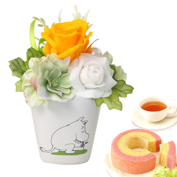 誕生日プレゼント お祝い プレゼント ムーミン ギフト 花 花とスイーツ プリザーブドフラワー 洋菓子 お菓子 バラ 女性 40代 50代 60代 70代 | おいもや | 04