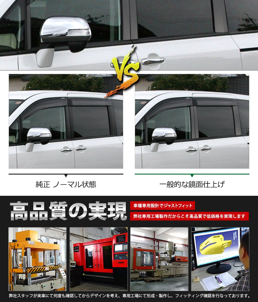 セール】 ノア/ヴォクシー 70系 サイドピラーカバー バイザー付け車用