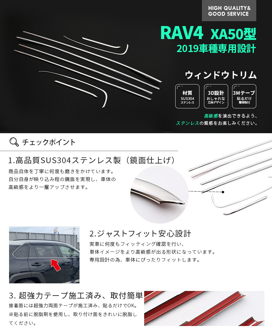 セール】 トヨタ RAV4 XA50型 2019 ウィンドウトリム メッキモール