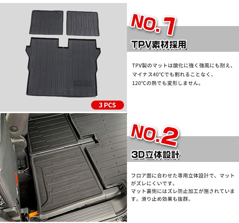 N-VAN JJ1 3D成型 ラゲッジマット 荷室フロアマット トランク 防水 傷