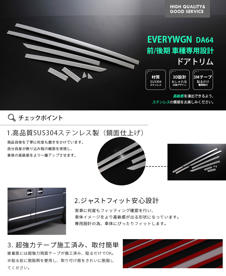 SALE スズキ エブリイワゴン/バン DA64W/V 前/後期 サイドドアトリム