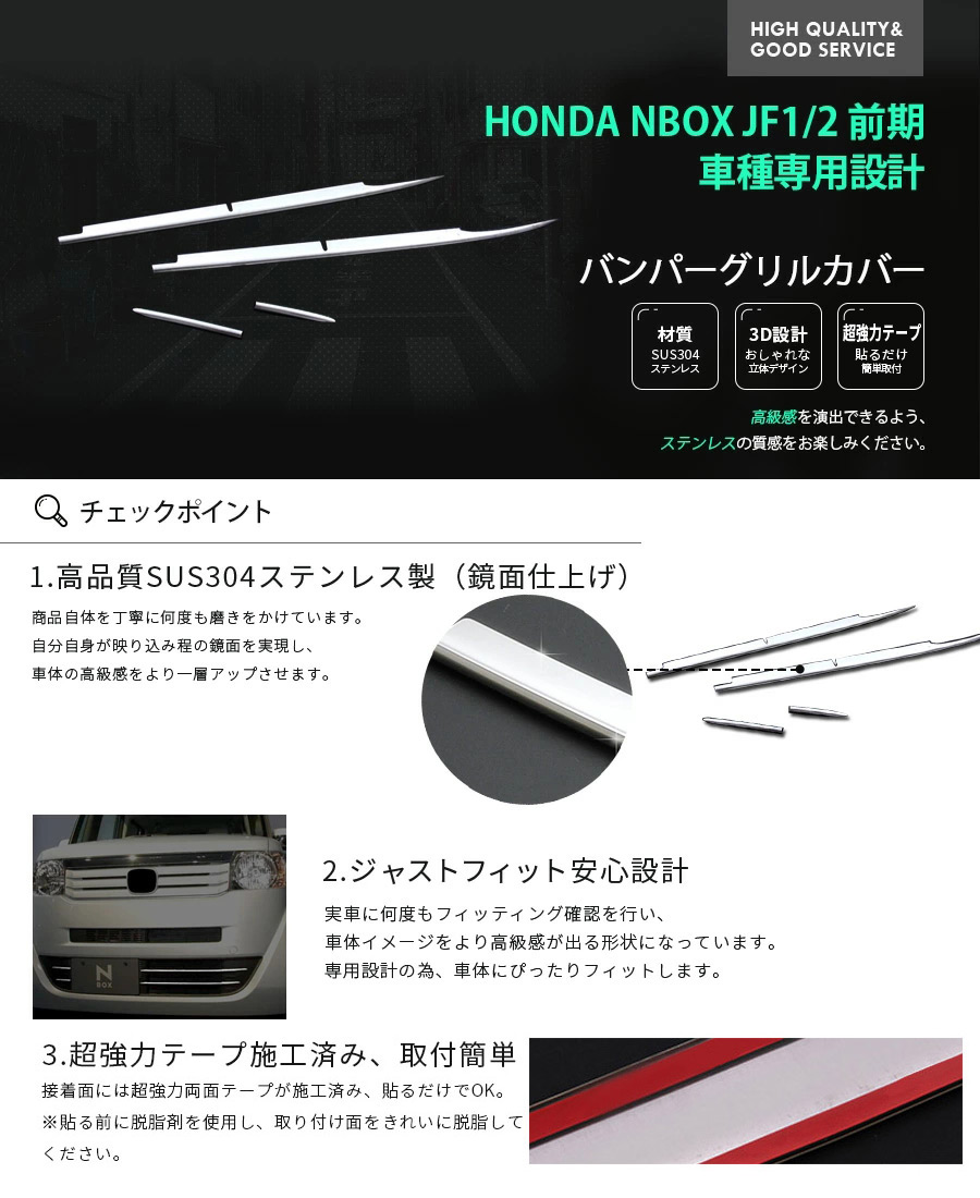 セール】 ホンダ NBOX JF1/2 前期 フロントバンパーグリルカバー