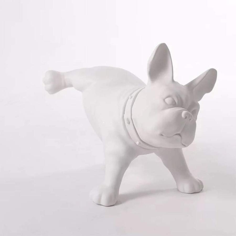犬 彫刻 放尿 フレンチブルドッグ ミニ 置物 像 現代 クリエイティブ PEプラスチック ペットシミュレーション犬 家の装飾 手工芸 品 白 38x17.5x35cm(15x7x14inc｜oioioi｜03