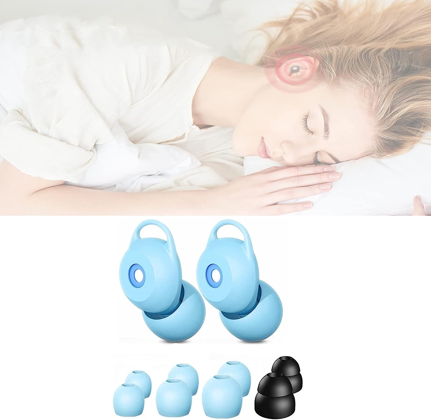 2枚セット 耳栓 騒音 遮音 睡眠用 ノイズキャンセリング 本体１ペア+4つサイズシリコンイヤーチッ...
