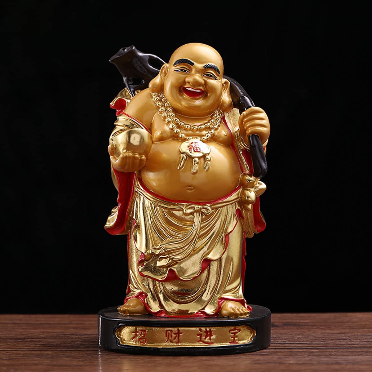 陶器製 布袋像 金色座布団付 Amazon.co.jp: 仏像 七福神 布袋様 布袋 置物 ゴールド 布袋さん