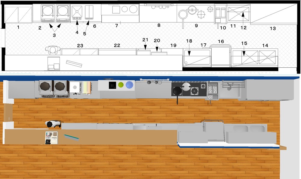 カフェ 3D厨房レイアウト例 - 業務用厨房機器販売店おいしい厨房 - 通販 - Yahoo!ショッピング