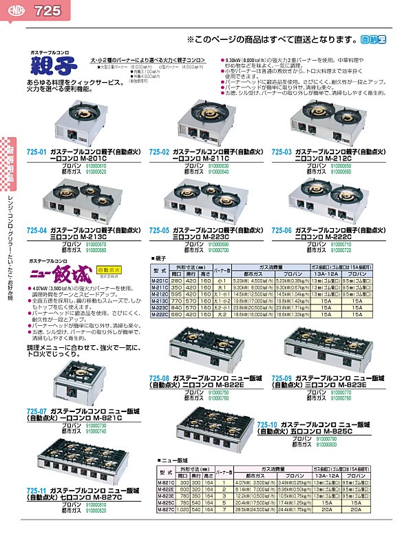 725-06 ガステーブルコンロ親子（自動点火） 二口コンロ M-222C プロパン 910000710 :910000710:業務用厨房機器販売店おいしい厨房  - 通販 - Yahoo!ショッピング - DIY、工具（spiritlifechurchintl.com）