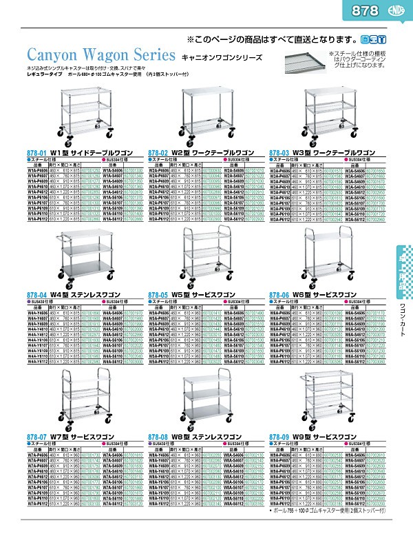 878-01 W1型 サイドテーブルワゴン W1A-P6109 607001310 :607001310