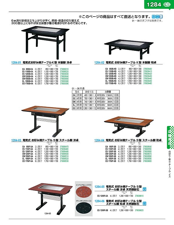 1284-03 電気式 お好み焼テーブル S型 スチール脚 洋卓 EM 1550F-SA 379006510 :379006510:業務用厨房機器販売店おいしい厨房  - 通販 - Yahoo!ショッピング 業務、産業用 | mrbutler.com.ph