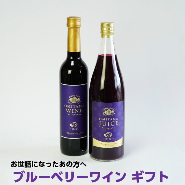 ギフト ブルーベリーワイン 500ml×1本 やわらぎ果実 720ml×1本 セット ブルーベリー ワイン ジュース｜oishiine-ibaraki