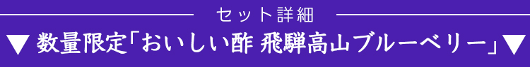 セット詳細 おいしい酢 飛騨高山ブルーベリー