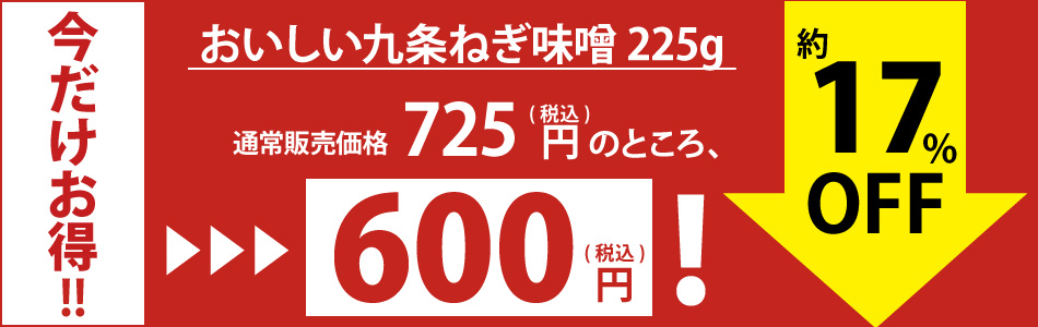 ねぎ味噌今月限り特別価格