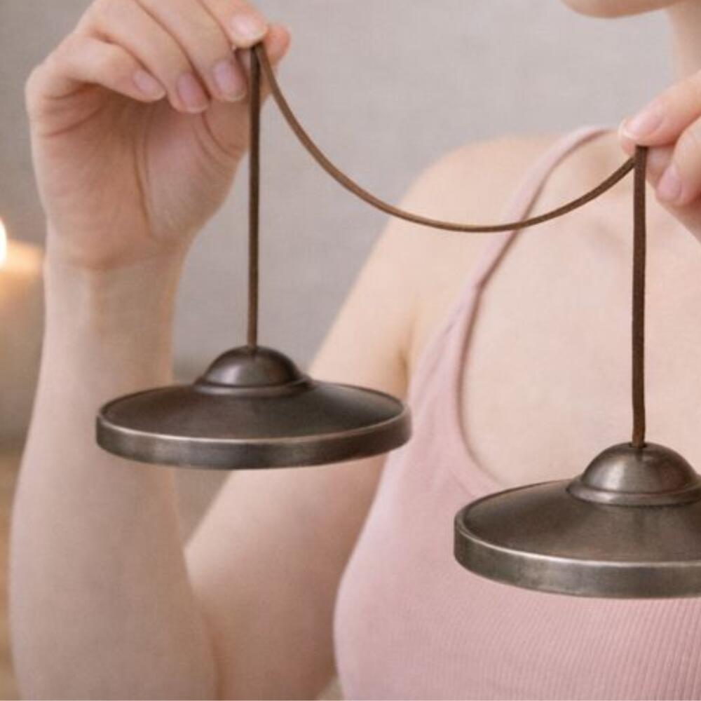 ブラックティンシャ ティンシャベル 黒 大きめ 本革 ストラップ ネパール製 ハンドメイド 7.5cm 浄化 チベタンベル 小さめ 浄化用 ティンシャの音_8