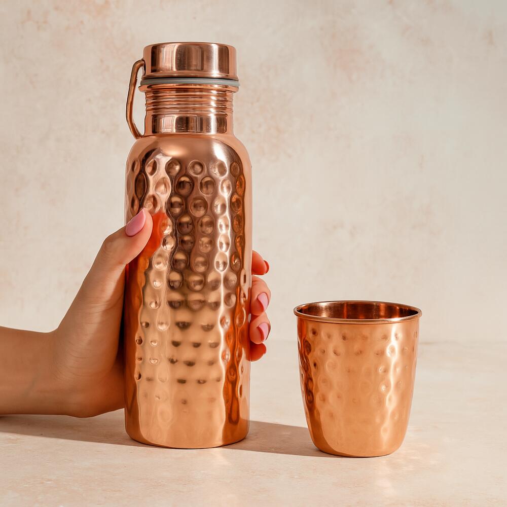 銅製 純銅 水筒 600ml ハンドル付き ショートサイズ ウォーターボトル