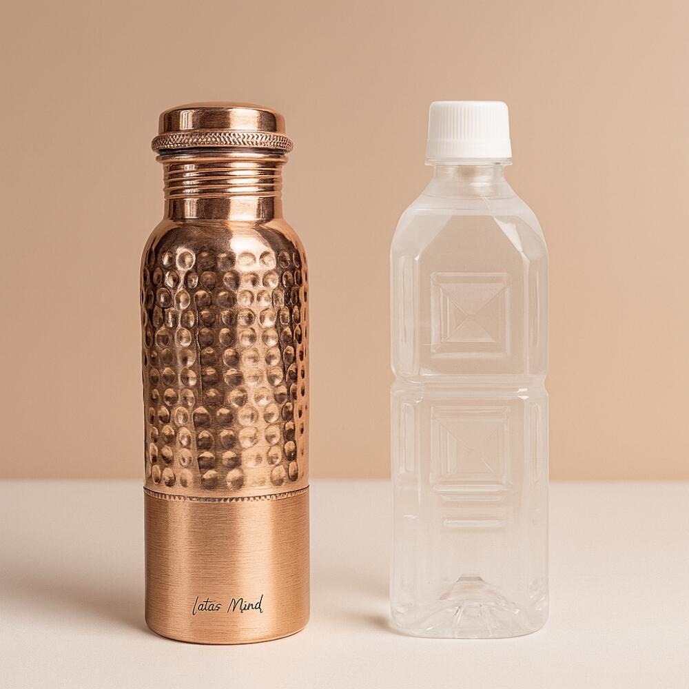 銅製 銅水筒 600ml ウォーターボトル セット アーユルベーダ 手打ち