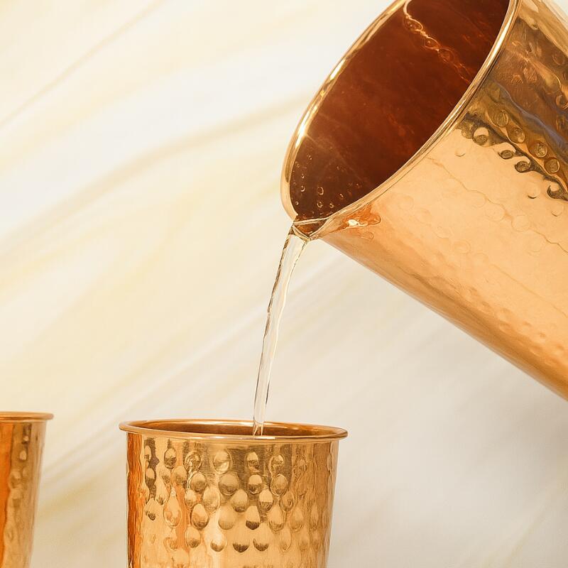 水差し単品] 銅製 水差しポット カップなし メッキなし アーユルベーダ