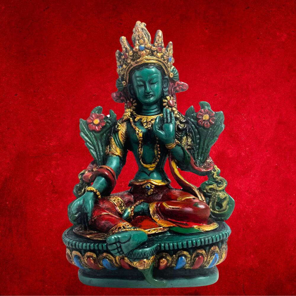 緑度母像 - 神秘のグリーンターラ 置物 樹脂像 緑度母 仏像 インテリア