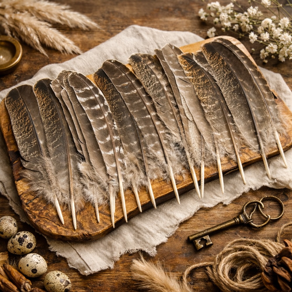 天然七面鳥の羽根 [1本] 鳥の羽根 スマッジング パロサント ホワイト