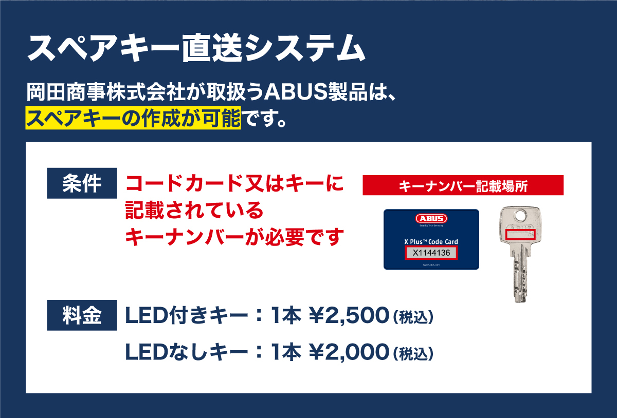 ABUS スペアキー(通常タイプ) :1640000000:OKADA Select - 通販 - Yahoo!ショッピング