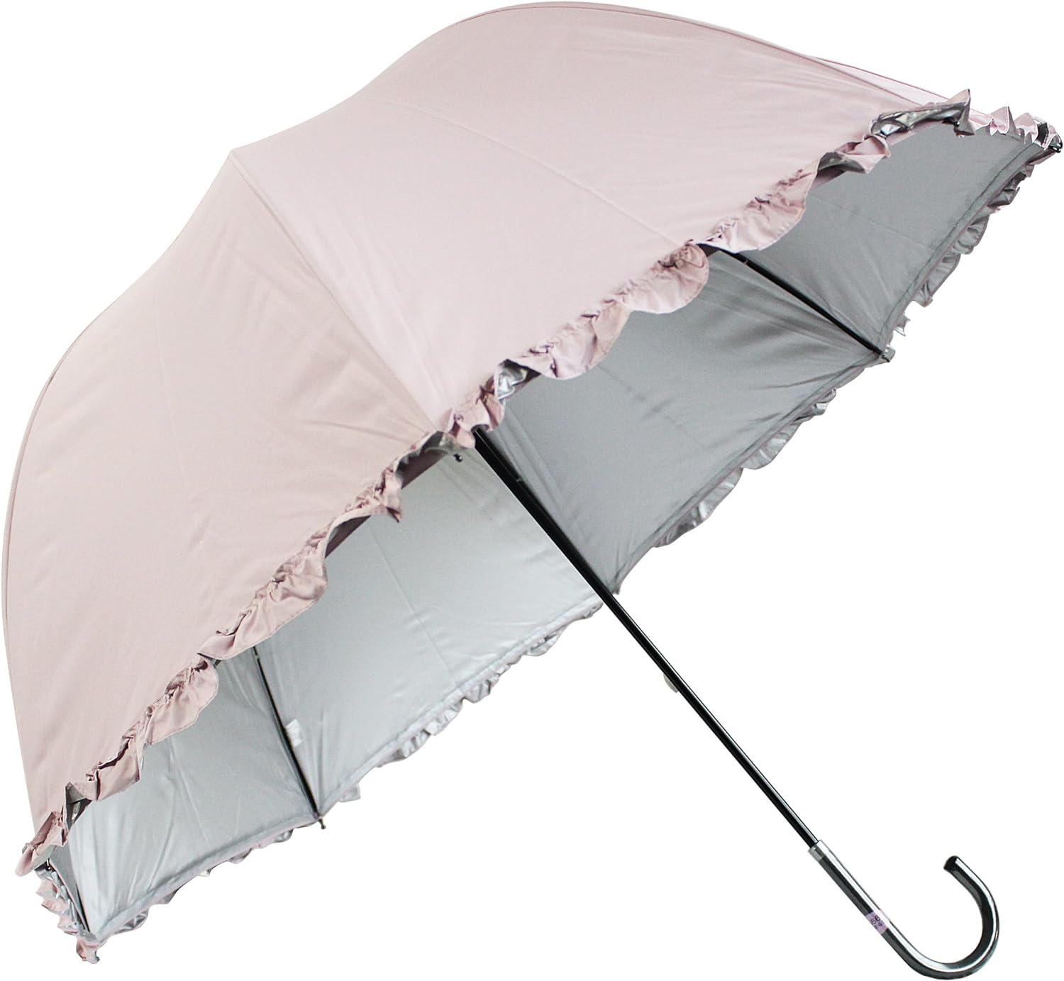 日傘 完全遮光 遮光率 100% 長傘 フリル 母の日 実用的 誕生日 6色 深い ドーム型 無地 ...