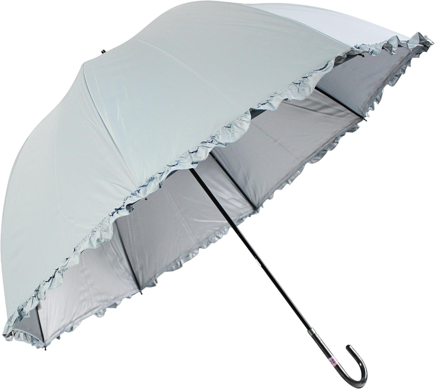 日傘 完全遮光 遮光率 100% 長傘 フリル 母の日 実用的 誕生日 6色 深い ドーム型 無地 ...