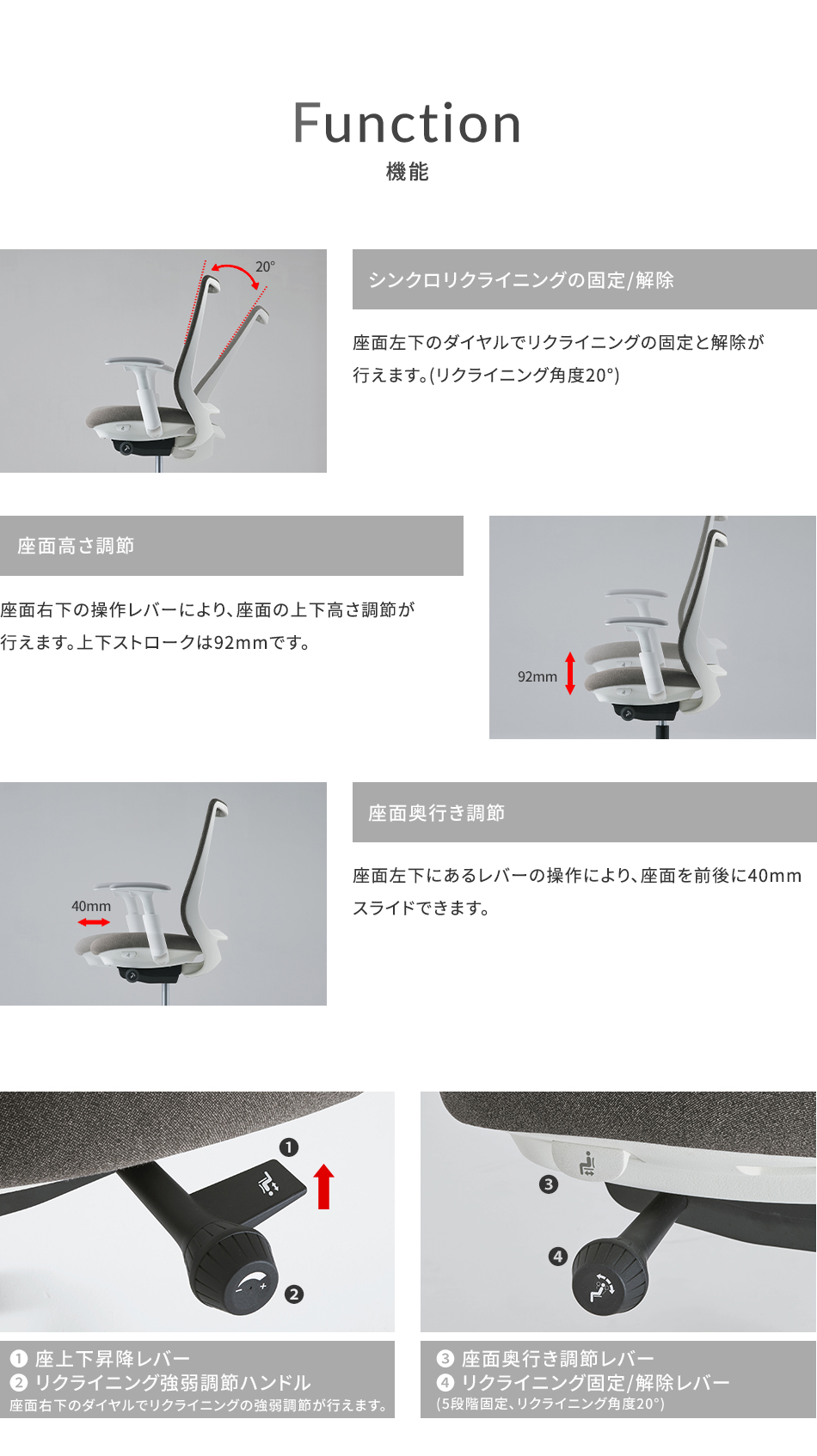 Potam ポータム スタンダードバック 背クッション アジャストアーム