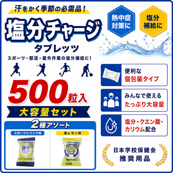 カバヤ食品 塩分チャージタブレッツ 500粒 大容量 2種アソート(塩