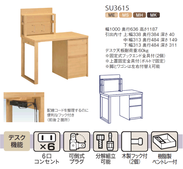 カリモク　机　スパイオキッズ　スパイオユニット スパイオ キッズ カリモクデスク スパイオキッズ SU3615ME
