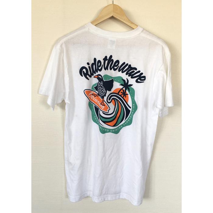 沖縄Tシャツ ヤンバルクイナ ライドザウェーブ サーフィン 白 綿100
