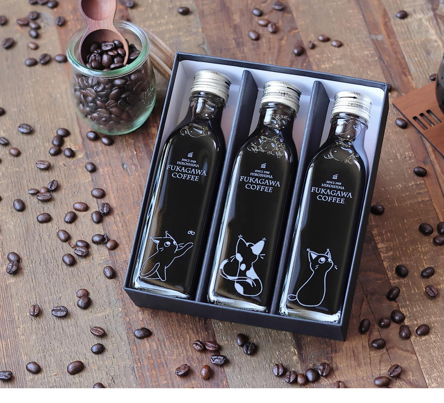 深川珈琲 コーヒーギフト 猫カフェデザイン アイスコーヒー 無糖 200ml