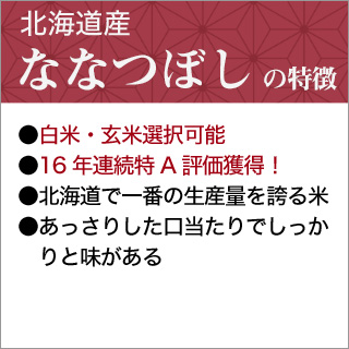 ななつぼし 北海道産 【白米・玄米】＜特A評価連続16回獲得の快挙