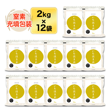 令和5年(2023年)産  福井県産 いちほまれ 白米 24kg (2kg×12袋) 2年連続特A評価獲得【送料無料】【米袋は窒素充填包装】【即日出荷】｜okomekuriya