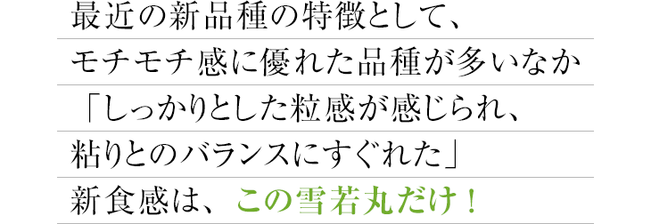 しっかりとした粒感が感じられ、粘りとのバランスにすぐれた新食感