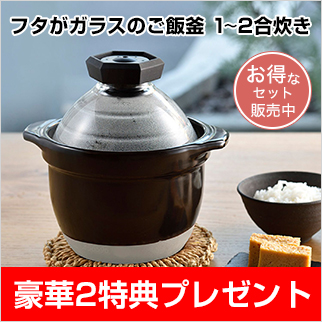 HARIO（ハリオ） フタがガラスのご飯釜 （黒色） 1〜2合炊【すぐに