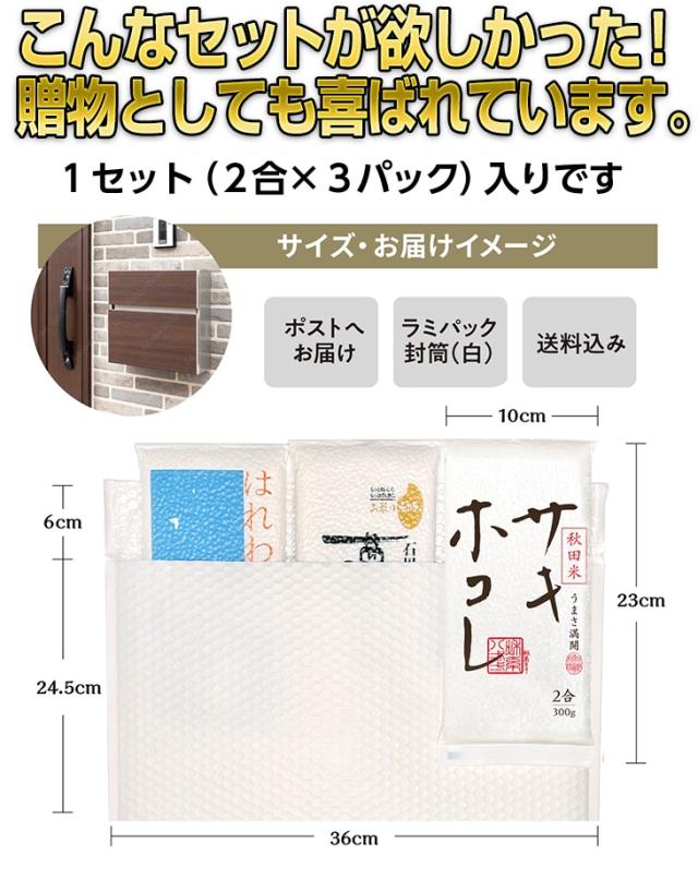 なすひかり 新米 栃木産 300g(2合) × 3パック 真空包装【オコメール