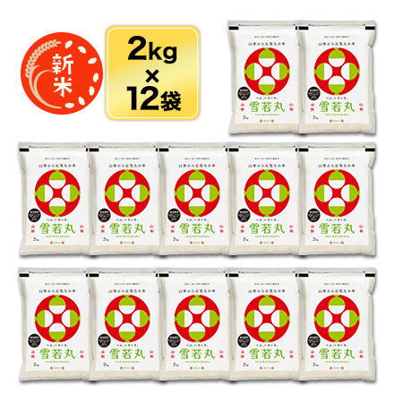 新米 令和5年(2023年)産  山形県産 雪若丸＜5年連続特A評価＞ 24kg (2kg×12袋) 白米【送料無料】【米袋は窒素充填包装】【即日出荷】