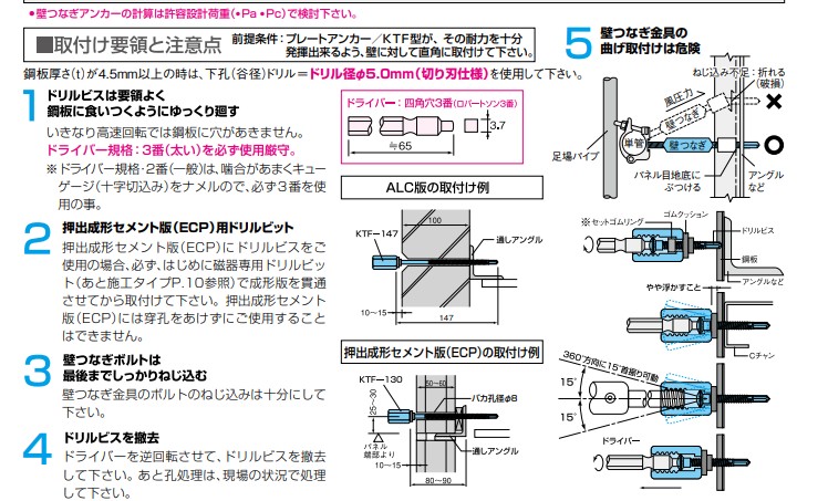 ドリルビス型 プレートアンカー Ｗ1/2ねじ 鋼板用 （首ふりタイプ