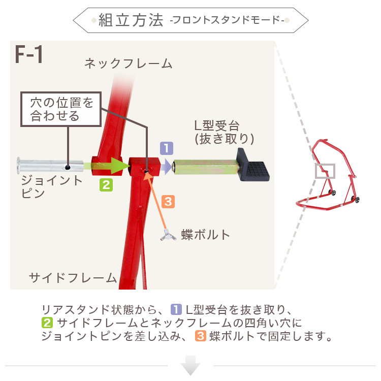 未使用 バイクスタンド フロント リア 1台2役 メンテナンススタンド バイクリフト 340kg キャスター付 ブラック｜okuraya-san-ys｜05