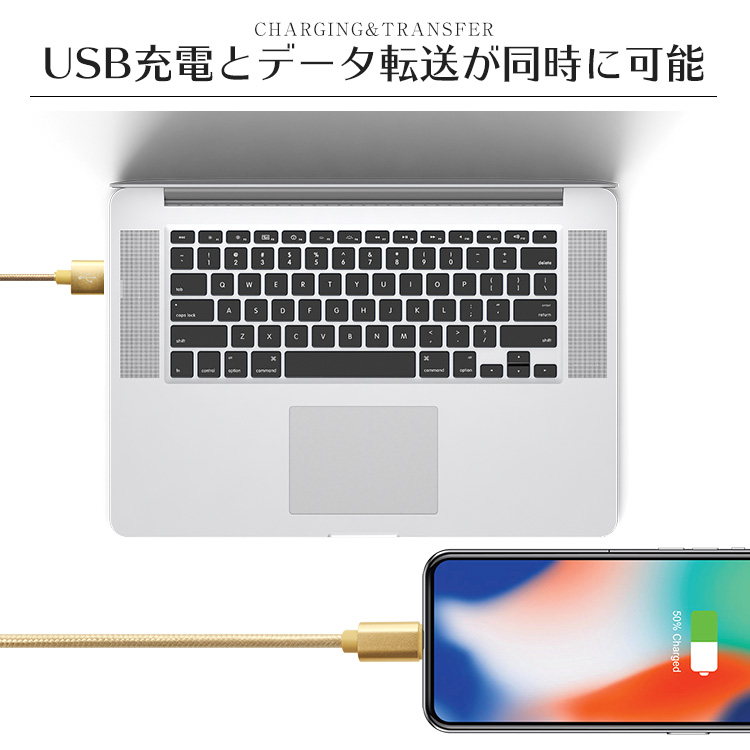 未使用 USB type-C ケーブル 2本セット ブルー 3m iPhone iPad airpods 充電 データ転送｜okuraya-san-ys｜04