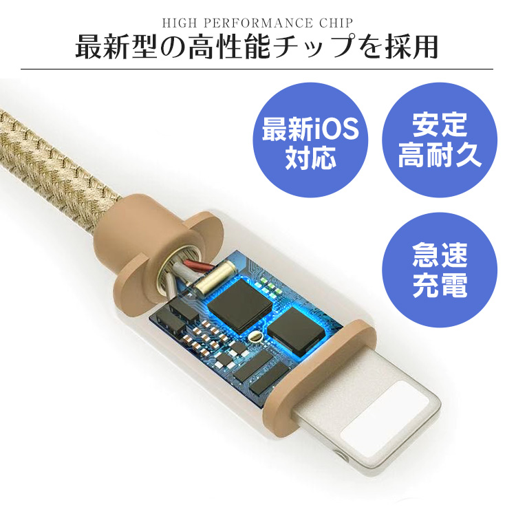 未使用 USB ライトニングケーブル 2本セット ゴールド 1m iPhone iPad airpods 充電 データ転送｜okuraya-san-ys｜05