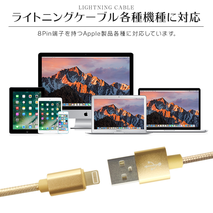 未使用 USB ライトニングケーブル ゴールド 3m iPhone iPad airpods 充電 データ転送｜okuraya-san-ys｜06