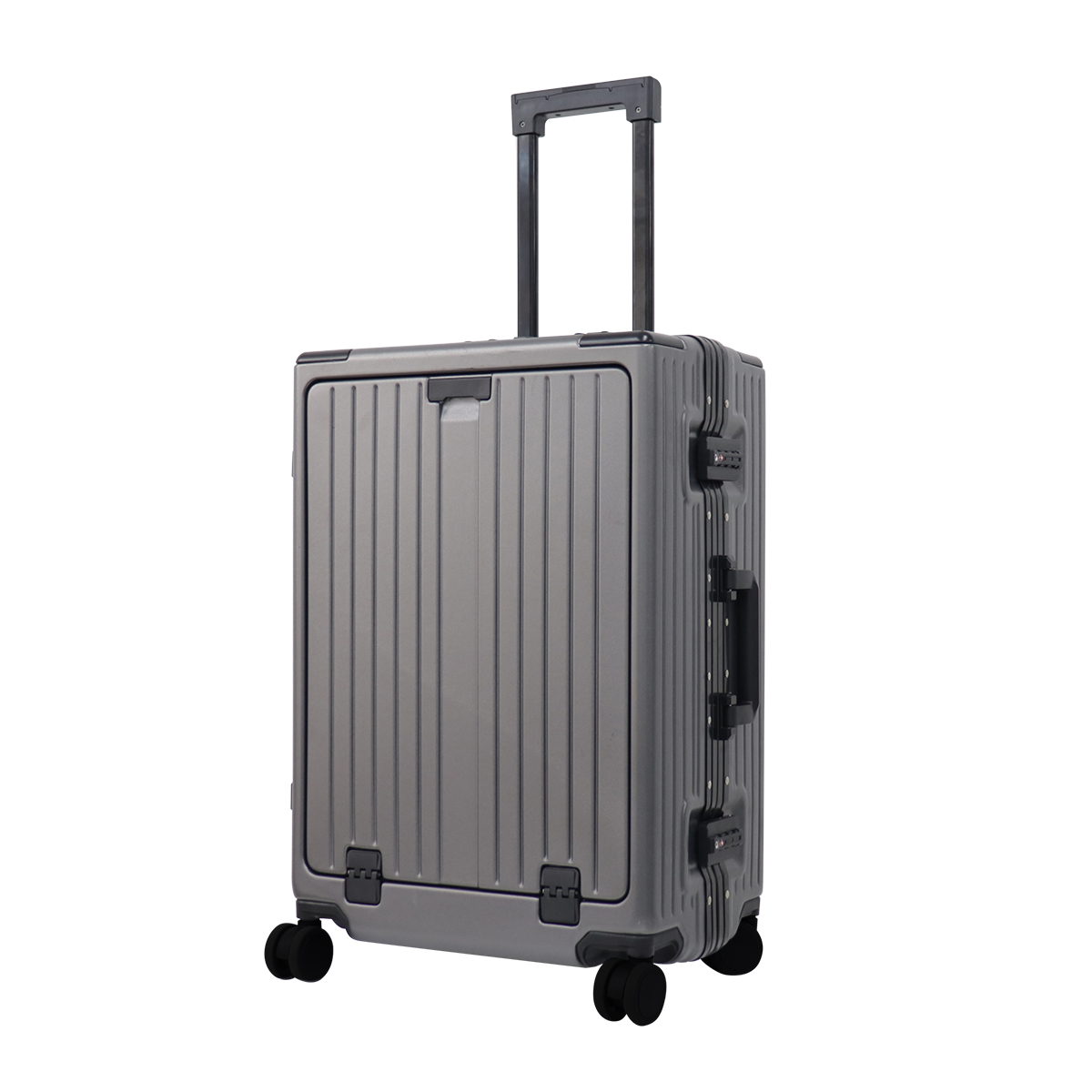 スーツケース フロントオープン Mサイズ 軽量 60L 中型 大型 TSAロック USBポート 多機...