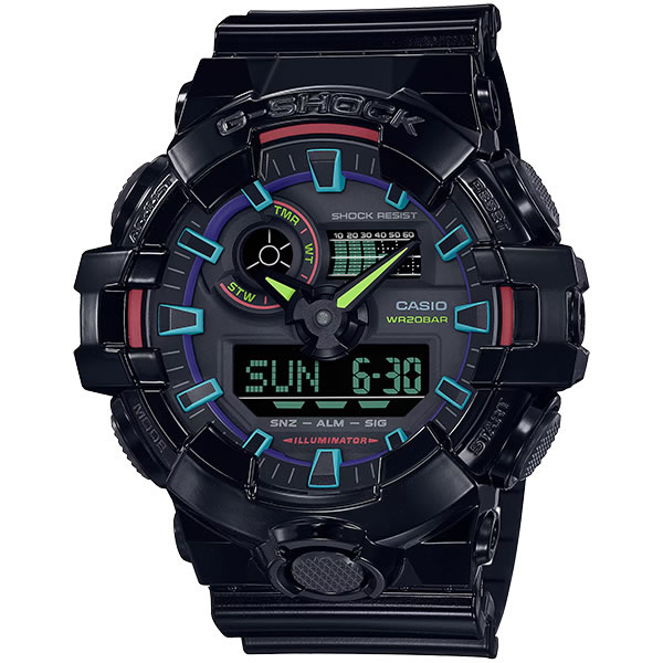 CASIO カシオ 海外モデル 腕時計 GA-700RGB-1A メンズ G-SHOCK ジーショック Virtual Rainbow：Gamer’s RGB クオーツ