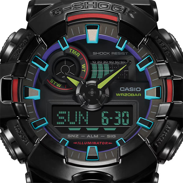 CASIO カシオ 海外モデル 腕時計 GA-700RGB-1A メンズ G-SHOCK ジーショック Virtual Rainbow：Gamer’s RGB クオーツ｜okurimonoya1｜03