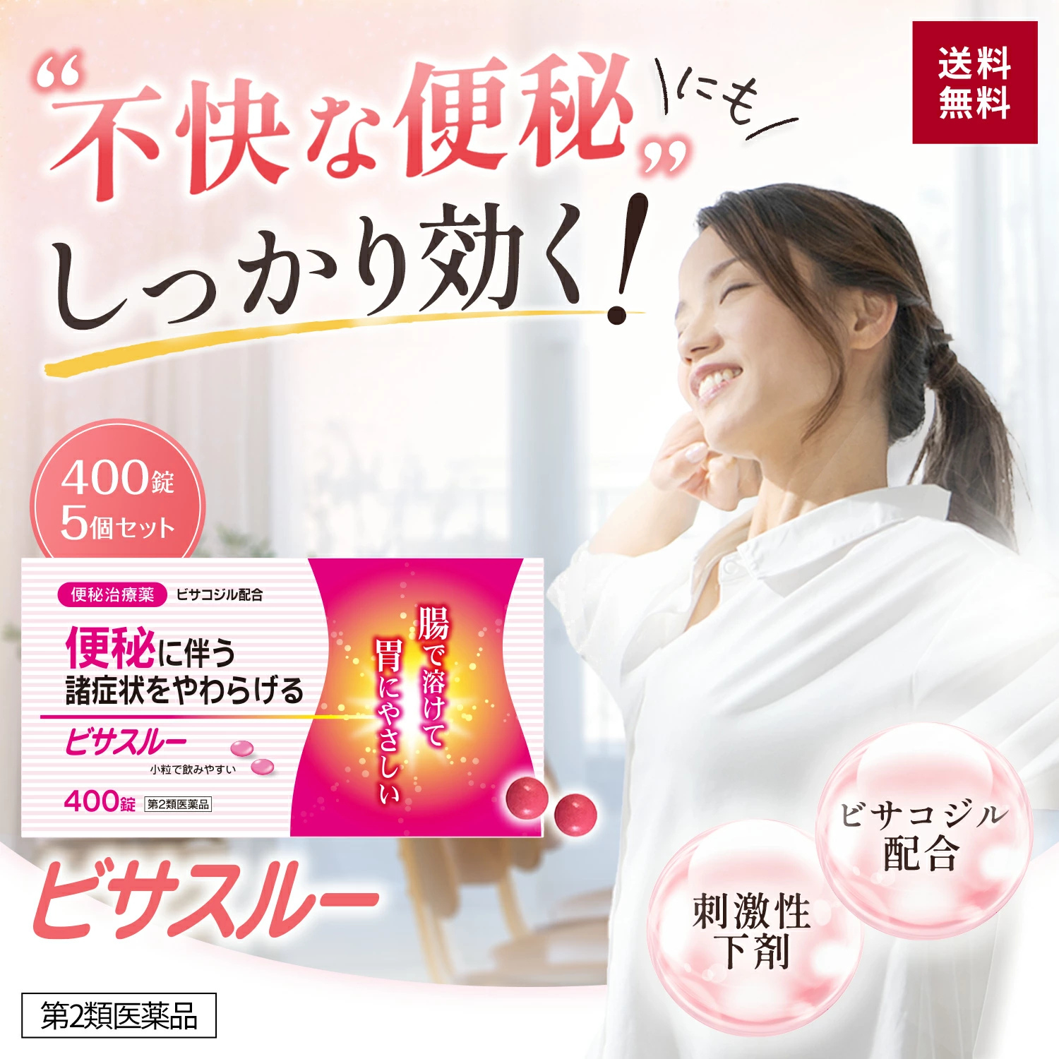 日新薬品工業 【公式】ビサスルー 5個セット 400錠 ［第2類