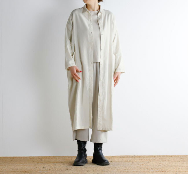 evam eva エヴァムエヴァ コットンシャツワンピース cotton shirt one