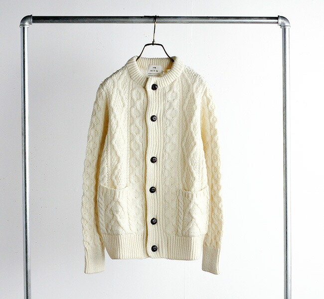 HTS WOOL ARAN CREW CARDIGAN アランクルーカーディガン CHT1951 HTS WOOL ARAN CREW CARDIGAN アランクルーカーディガン CHT1951 HARROW TOWN