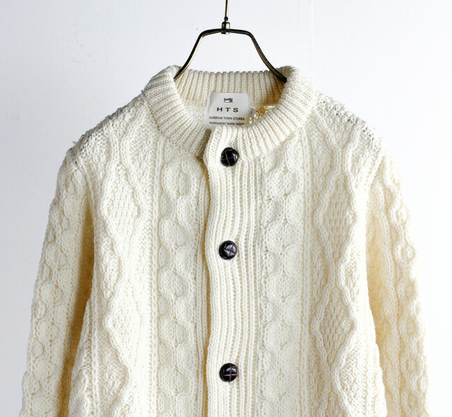 HTS WOOL ARAN CREW CARDIGAN アランクルーカーディガン CHT1951 HTS WOOL ARAN CREW CARDIGAN アランクルーカーディガン CHT1951 HARROW TOWN