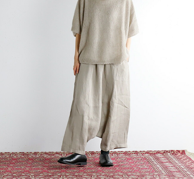 evam eva エヴァムエヴァ リネンサルエルパンツ linen sarrouel pants 