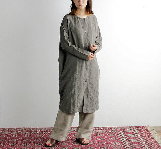 evam eva エヴァムエヴァ リネンシャツワンピース linen shirts one